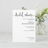 Modernes Minimalistisches Schwarz-Weiß-Brautparty Einladung (Stehend Vorderseite)