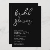 Modernes Minimalistisches Schwarz-Weiß-Brautparty Einladung (Vorne/Hinten)