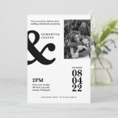 Modernes Minimalistisches Schwarz/Weiß Einladung (Stehend Vorderseite)