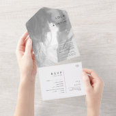 Modernes Minimalistisches Schwarz-Weiß-Foto All In One Einladung (Abreißen)