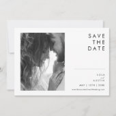 Modernes Minimalistisches Schwarz-Weiß-Foto horizo Save The Date (Vorderseite)