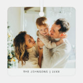 Modernes Minimalistisches Schwarz-Weiß-Foto Ornament Aus Metall (Rückseite)