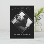 Modernes Minimalistisches Schwarz-Weiß-Foto Save The Date (Stehend Vorderseite)