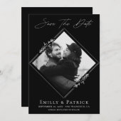 Modernes Minimalistisches Schwarz-Weiß-Foto Save The Date (Vorne/Hinten)