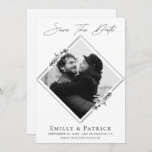 Modernes Minimalistisches Schwarz-Weiß-Foto Save The Date (Vorne/Hinten)