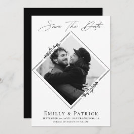 Modernes Minimalistisches Schwarz-Weiß-Foto Save The Date