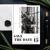 Modernes Minimalistisches Schwarz-Weiß-Foto Save The Date