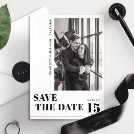 Modernes Minimalistisches Schwarz-Weiß-Foto Save The Date