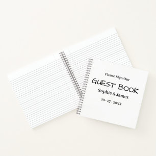 Modernes Minimalistisches Schwarz-Weiß-Gästebuch Notizblock