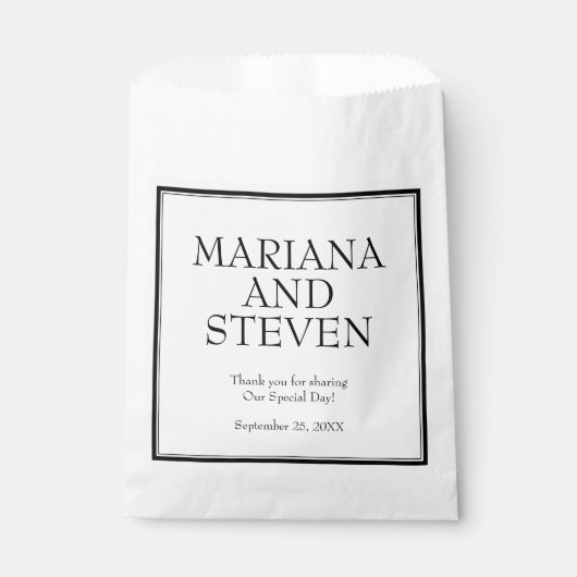 Modernes Minimalistisches Schwarz-weiß Geschenktütchen (Vorderseite)