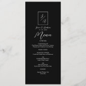 Modernes Minimalistisches Schwarz-Weiß-Hochzeitmen Menükarte (Vorderseite)