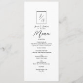 Modernes Minimalistisches Schwarz-Weiß-Hochzeitmen Menükarte (Rückseite)