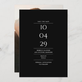 Modernes Minimalistisches Schwarz-Weiß-HochzeitsFo Save The Date