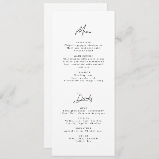 Modernes Minimalistisches Schwarz-Weiß-Hochzeitsme Einladung (Vorne/Hinten)