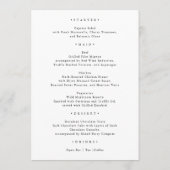 Modernes Minimalistisches Schwarz-Weiß-Hochzeitsme Menükarte (Rückseite)