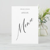 Modernes Minimalistisches Schwarz-Weiß-Hochzeitsme Menükarte (Stehend Vorderseite)