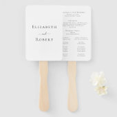 Modernes Minimalistisches Schwarz-Weiß-Hochzeitspr Fächer (Vorne und Hinten)
