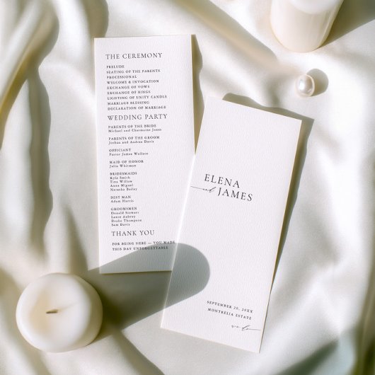 Modernes Minimalistisches Schwarz-Weiß-Hochzeitspr Programm