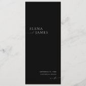 Modernes Minimalistisches Schwarz-Weiß-Hochzeitspr Programm (Vorderseite)