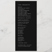 Modernes Minimalistisches Schwarz-Weiß-Hochzeitspr Programm (Rückseite)