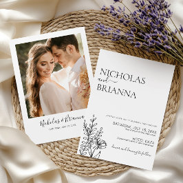 Modernes Minimalistisches Schwarz-Weiß-Hochzeitsse Einladung