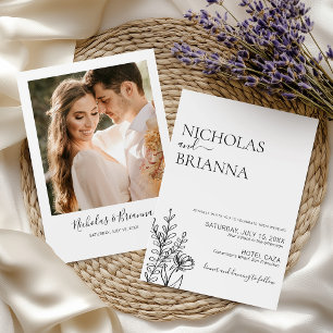 Modernes Minimalistisches Schwarz-Weiß-Hochzeitsse Einladung