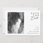 Modernes Minimalistisches Schwarz-Weiß-Horizontal- Save The Date (Vorderseite)