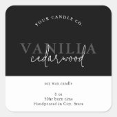 Modernes Minimalistisches Schwarz-Weiß-Kerzensiege Quadratischer Aufkleber (Vorderseite)