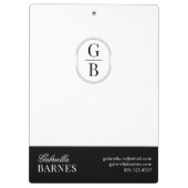 Modernes Minimalistisches Schwarz/Weiß Klemmbrett (Rückseite)