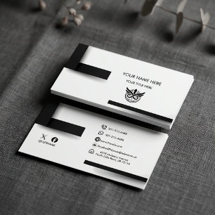 Modernes minimalistisches Schwarz-Weiß-Logo Visite Visitenkarte