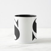 Modernes Minimalistisches Schwarz-Weiß-Monogramm Tasse (Zentrum)