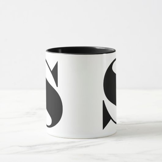 Modernes Minimalistisches Schwarz-Weiß-Monogramm Tasse (Zentrum)