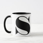 Modernes Minimalistisches Schwarz-Weiß-Monogramm Tasse (Links)