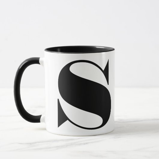Modernes Minimalistisches Schwarz-Weiß-Monogramm Tasse (Links)