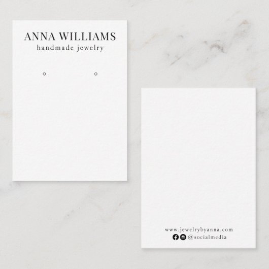 Modernes Minimalistisches Schwarz-Weiß-Ohr-Display Visitenkarte (Vorne/Hinten)