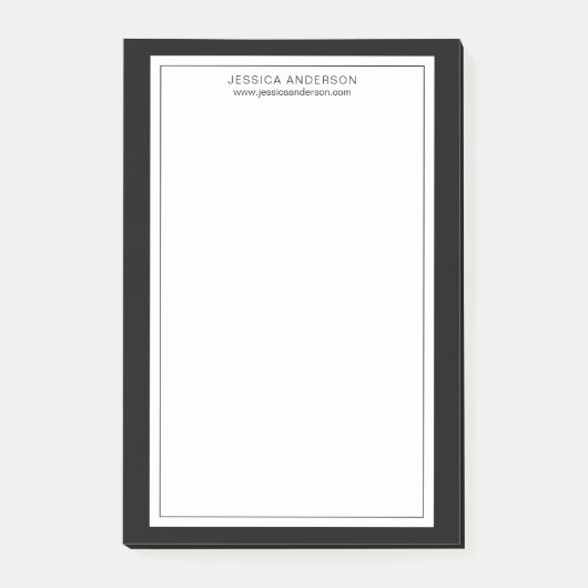 Modernes Minimalistisches Schwarz-Weiß-Personalisi Post-it Klebezettel (Vorderseite)