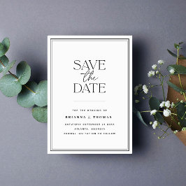 Modernes Minimalistisches Schwarz/Weiß Save the Da Save The Date