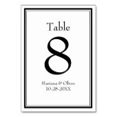 Modernes Minimalistisches Schwarz-weiß Tischnummer (Rückseite)