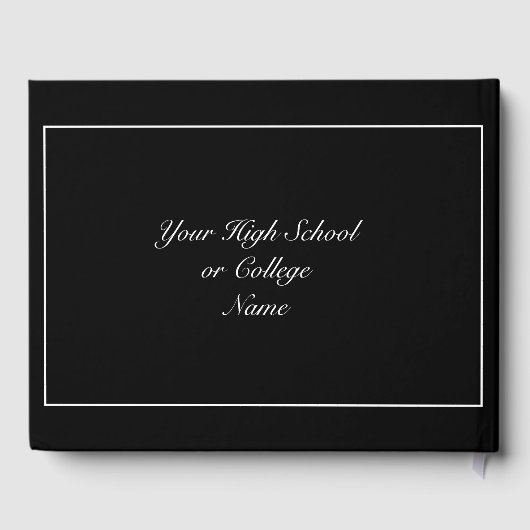 Modernes Minimalistisches Schwarz-weißes Abschluss Gästebuch (Rückseite)