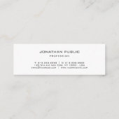 Modernes Minimalistisches Schwarz-weißes elegantes Mini Visitenkarte (Rückseite)