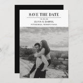 Modernes Minimalistisches Schwarz-weißes Foto Save Save The Date (Vorne/Hinten)