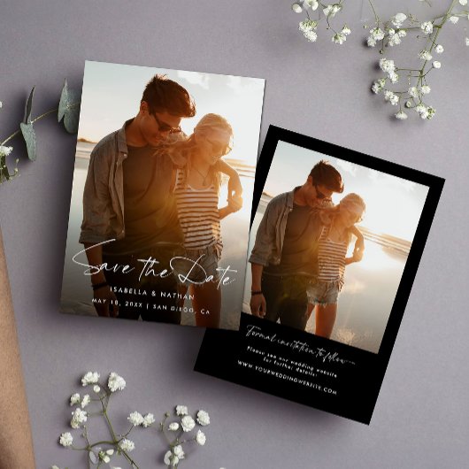 Modernes Minimalistisches Schwarz-weißes Foto Save Save The Date