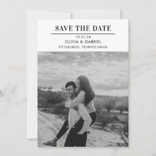 Modernes Minimalistisches Schwarz-weißes Foto Save The Date