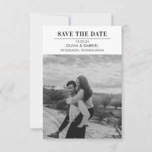 Modernes Minimalistisches Schwarz-weißes Foto Save The Date