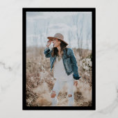 Modernes minimalistisches Schwarz-weißes Foto Über Folieneinladung (Rückseite)