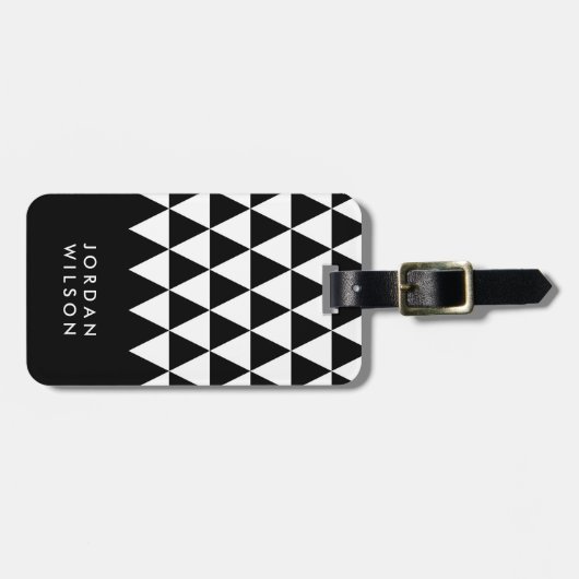 Modernes Minimalistisches Schwarz-weißes Gepäckstü Gepäckanhänger (Vorderseite horizontal)