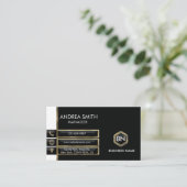 Modernes Minimalistisches Schwarz-weißes Gold mit Visitenkarte (Stehend Vorderseite)