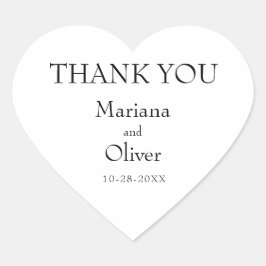 Modernes Minimalistisches Schwarz-weißes Hochzeith Herz-Aufkleber