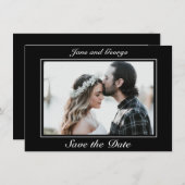 Modernes Minimalistisches Schwarz-weißes Hochzeits Save The Date (Vorne/Hinten)