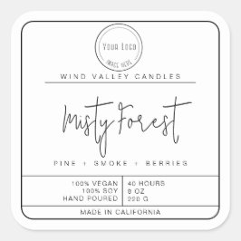 Modernes, minimalistisches Schwarz-weißes Logo-Ker Quadratischer Aufkleber